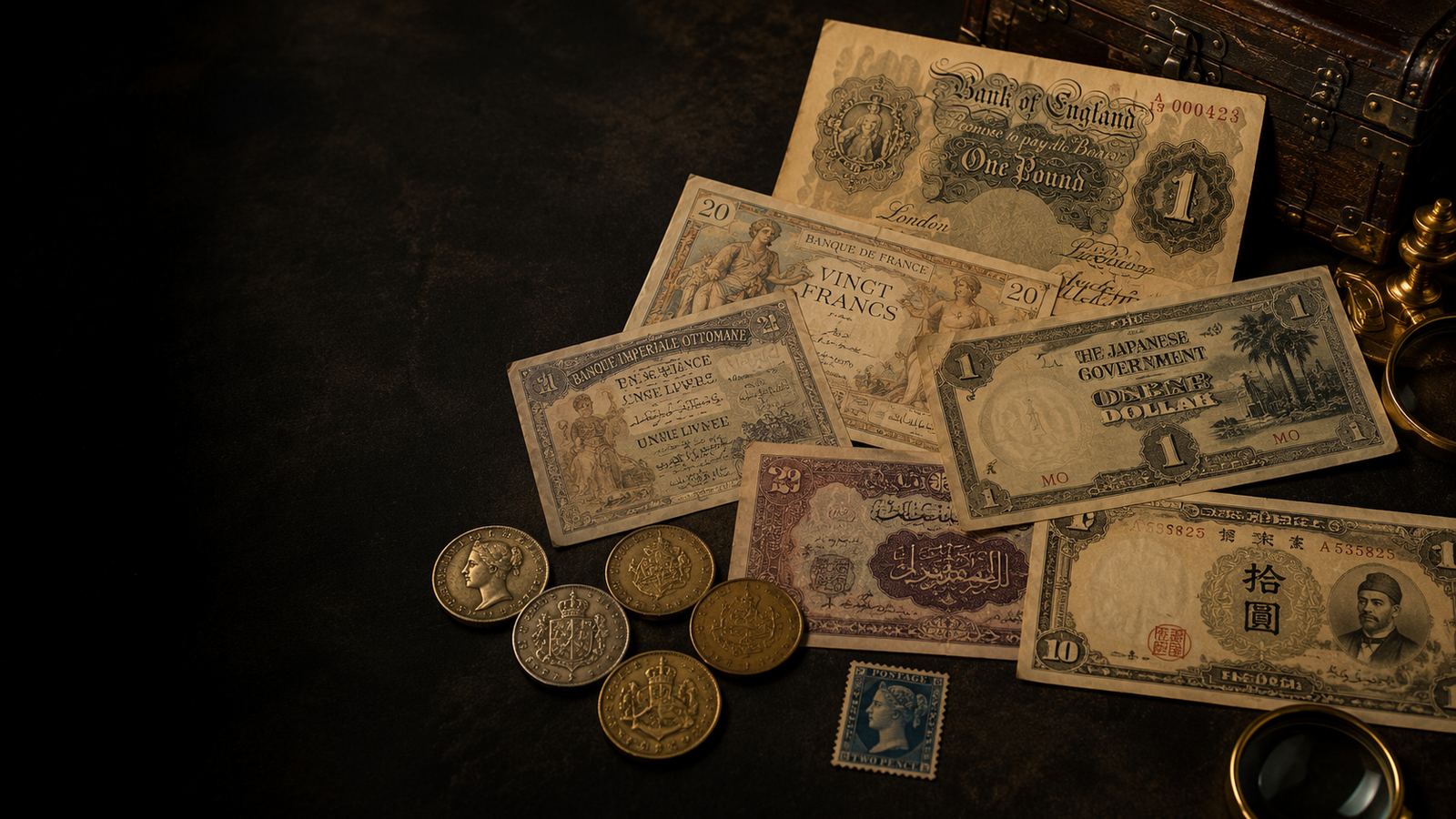 Curated collectible banknotes and historical treasures